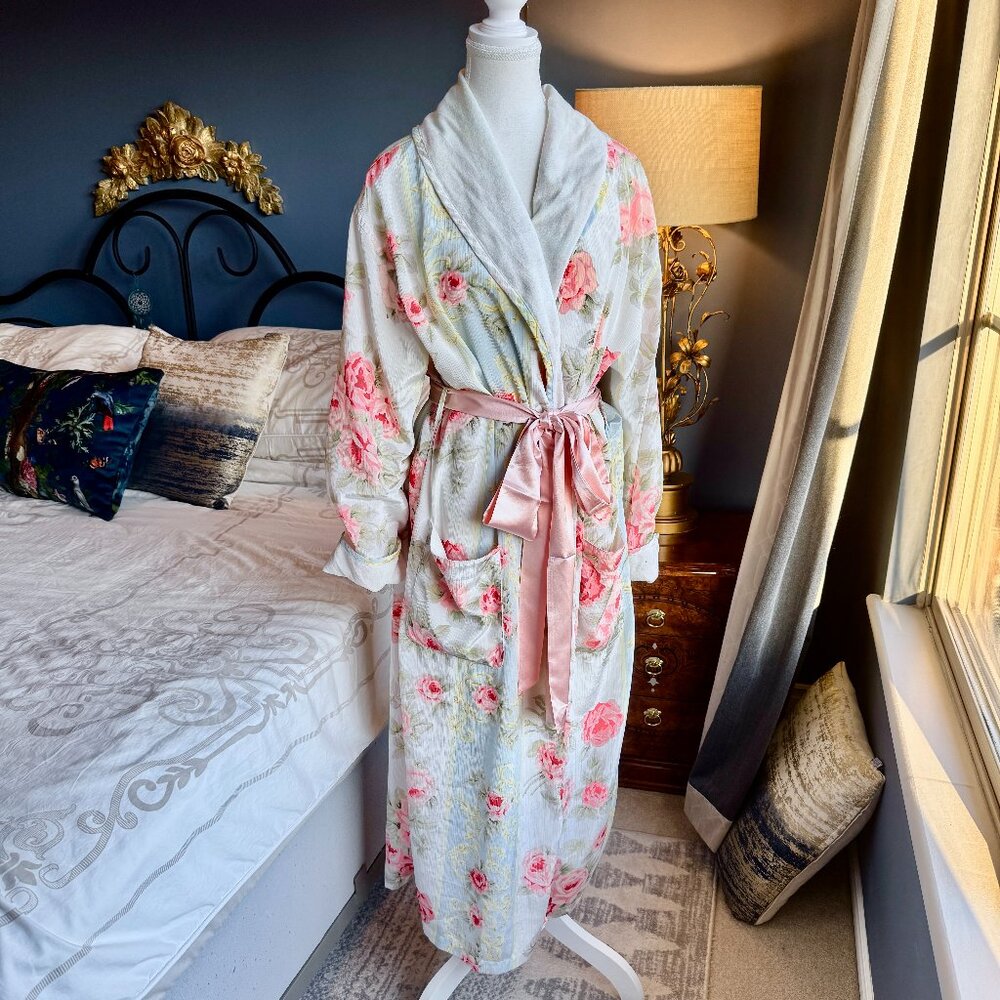 Rare Victoria's Secret 90s Vintage Pink Floral Long Robe Gold Label